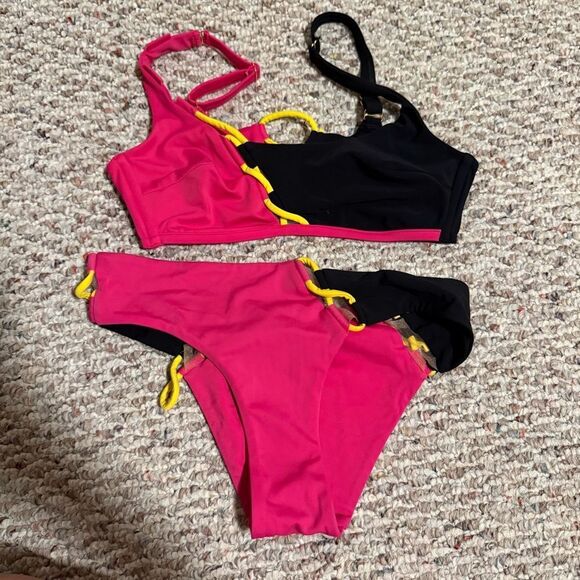 Agent Provocateur Jojo Pink Colorblock Bikini- Size 2/3 Small - Picture 4 of 13